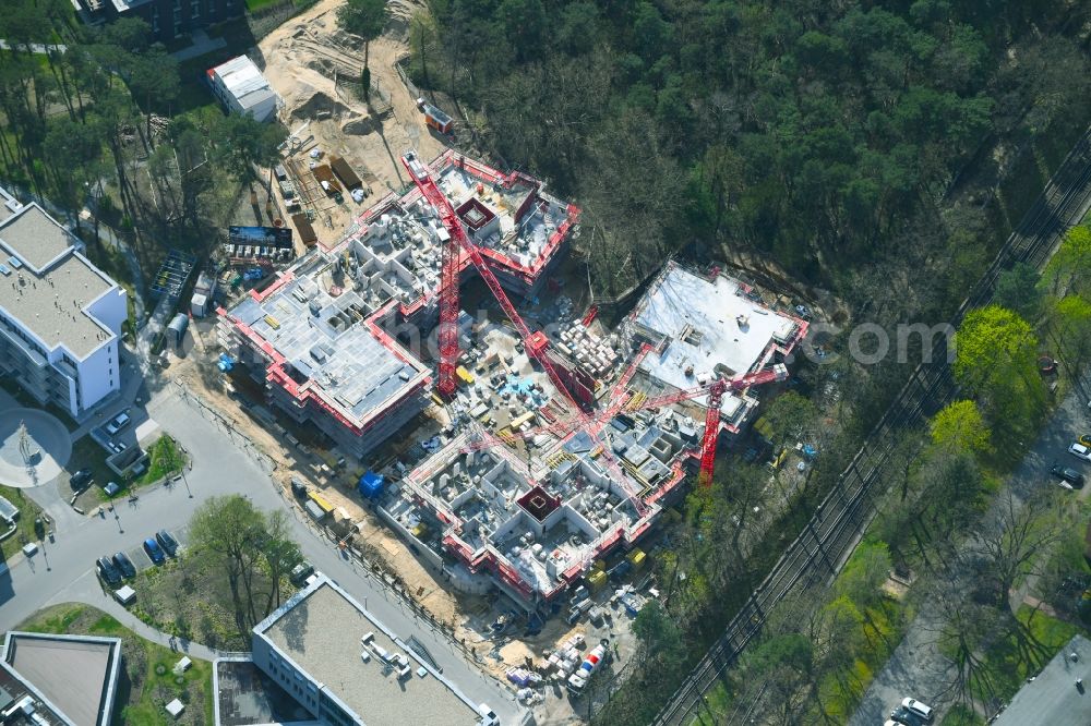 Aerial photograph Berlin - Construction site for the new residential and commercial building on the Clayallee in the district Dahlem in Berlin, Germany