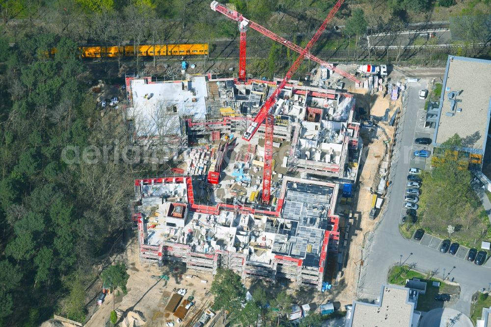 Aerial photograph Berlin - Construction site for the new residential and commercial building on the Clayallee in the district Dahlem in Berlin, Germany