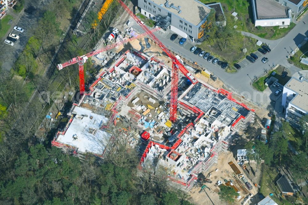 Aerial photograph Berlin - Construction site for the new residential and commercial building on the Clayallee in the district Dahlem in Berlin, Germany