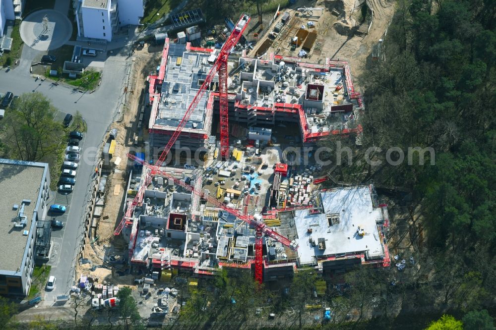 Aerial photograph Berlin - Construction site for the new residential and commercial building on the Clayallee in the district Dahlem in Berlin, Germany