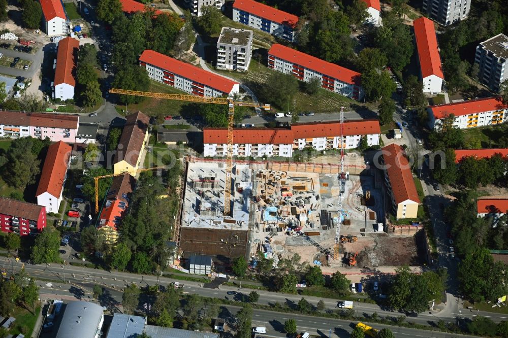 Erlangen from above - Construction site for the new residential and commercial building Paul-Carre on Paul-Gossen-Strasse in Erlangen in the state Bavaria, Germany