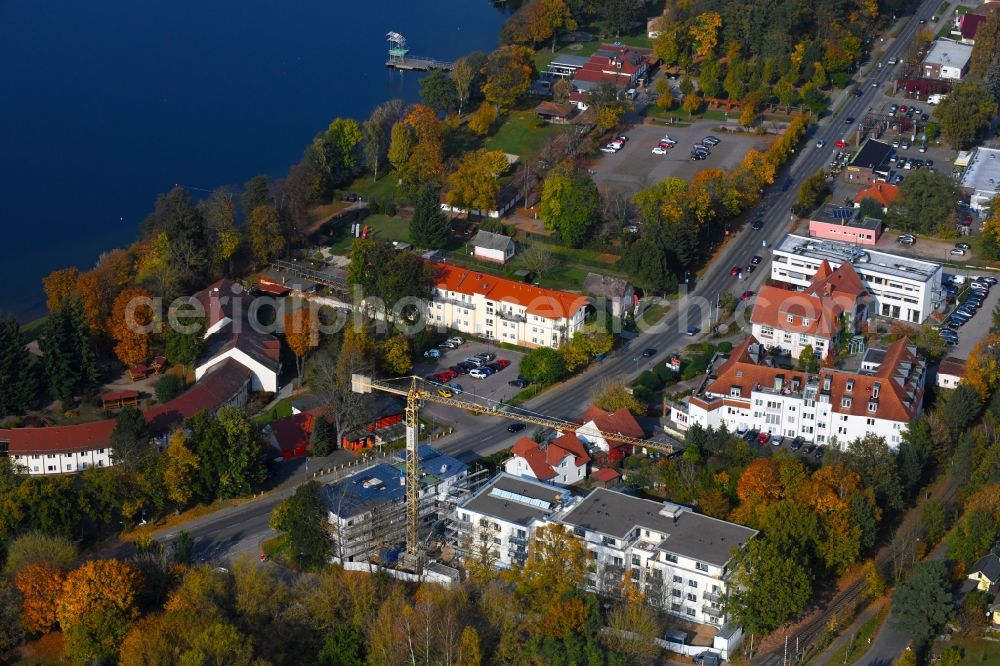 Aerial image Wandlitz - Construction site for the new residential and commercial building on the Prenzlauer Chaussee - Lanker Weg in Wandlitz in the state Brandenburg, Germany