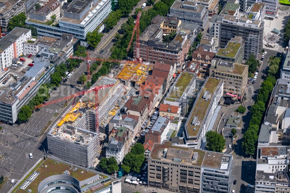 Aerial image Stuttgart - Construction site for the new residential and commercial building of Projekts Calwer Passage with offices and shopping mall in the district Neue Vorstadt in Stuttgart in the state Baden-Wurttemberg, Germany