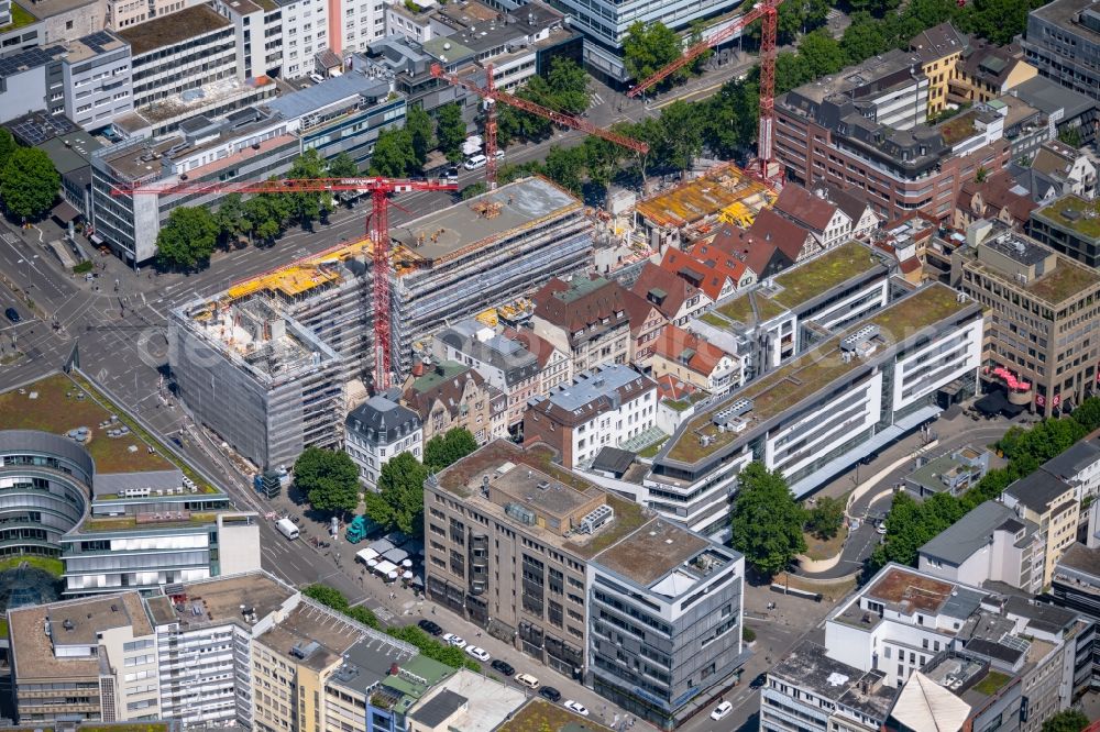 Aerial photograph Stuttgart - Construction site for the new residential and commercial building of Projekts Calwer Passage with offices and shopping mall in the district Neue Vorstadt in Stuttgart in the state Baden-Wurttemberg, Germany
