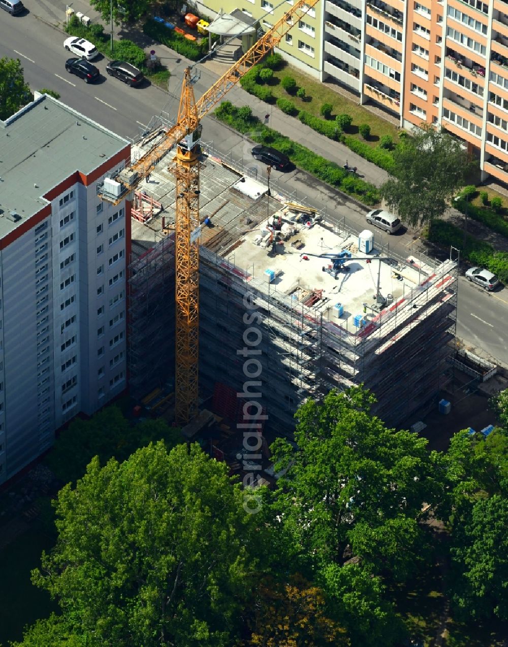 Aerial photograph Berlin - Construction site for the new residential and commercial building Zechliner Strasse - Landsberger Allee in the district Hohenschoenhausen in Berlin, Germany