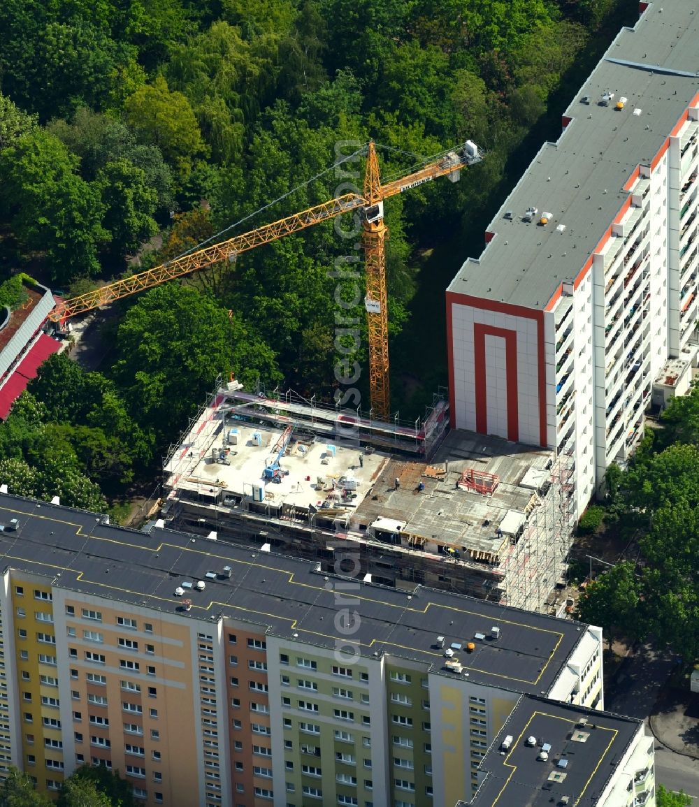 Berlin from above - Construction site for the new residential and commercial building Zechliner Strasse - Landsberger Allee in the district Hohenschoenhausen in Berlin, Germany