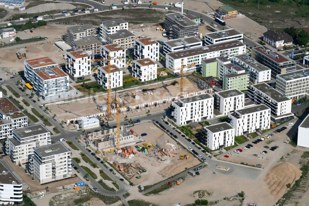 Freiburg im Breisgau from the bird's eye view: Construction site for the new residential and commercial building on the Zita-Kaiser-Strasse in Freiburg im Breisgau in the state Baden-Wuerttemberg, Germany