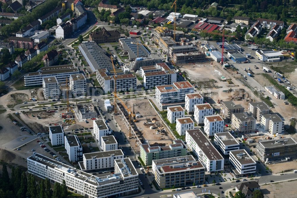 Aerial photograph Freiburg im Breisgau - Construction site for the new residential and commercial building on the Zita-Kaiser-Strasse in Freiburg im Breisgau in the state Baden-Wuerttemberg, Germany