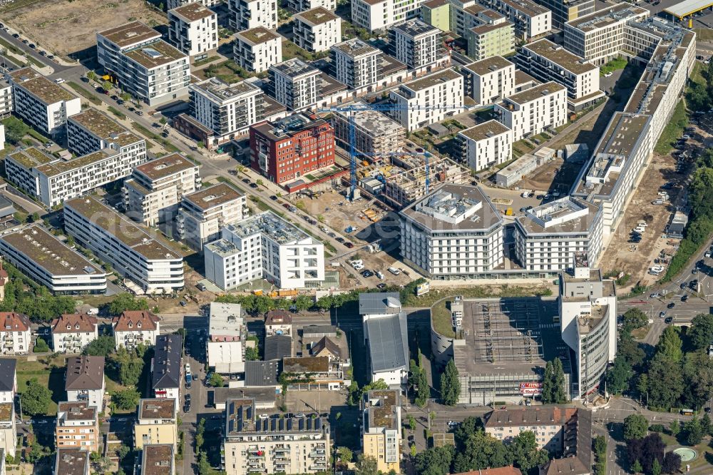 Aerial photograph Freiburg im Breisgau - Construction site for the new residential and commercial building on the Zita-Kaiser-Strasse in Freiburg im Breisgau in the state Baden-Wuerttemberg, Germany