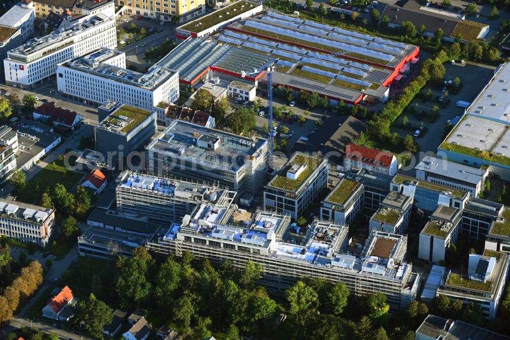 München from the bird's eye view: Construction site for the new residential and commercial building between Doederleinstrasse and Zielstattstrasse in the district Sendling-Westpark in Munich in the state Bavaria, Germany