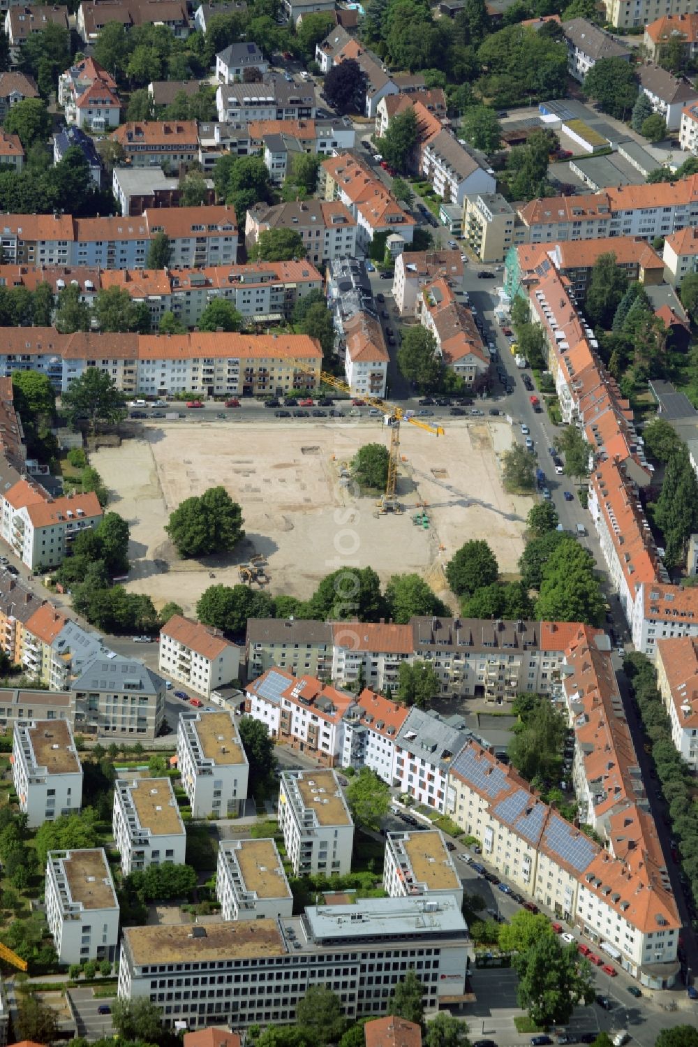 Aerial photograph Hannover - Construction site for the new building destrict Suedstadt in Hannover in the state Lower Saxony