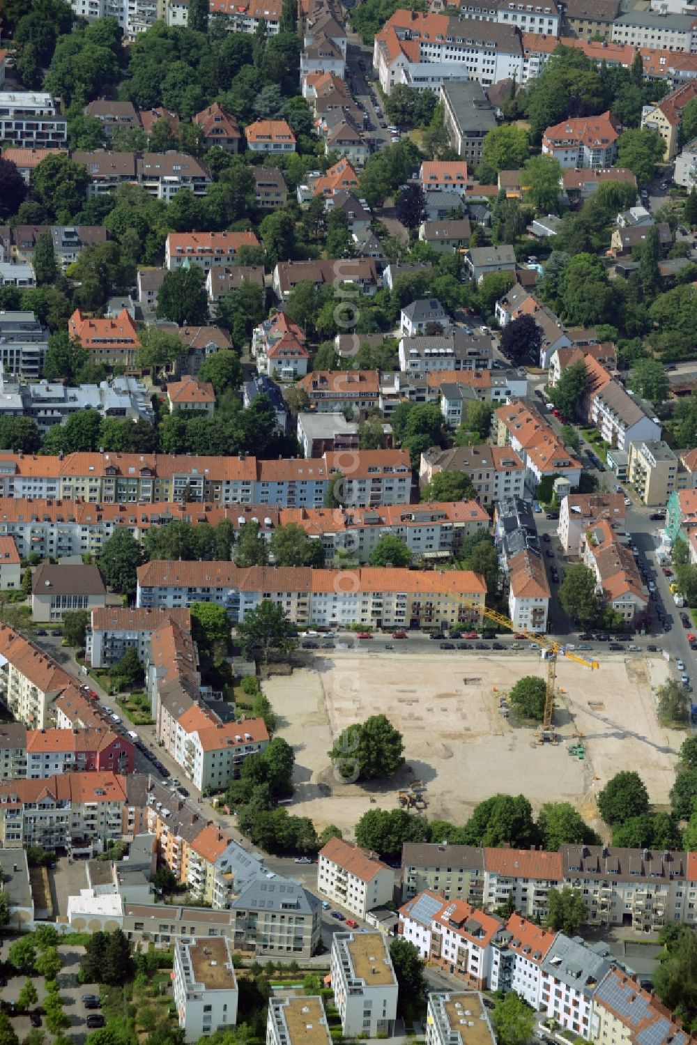 Hannover from above - Construction site for the new building destrict Suedstadt in Hannover in the state Lower Saxony