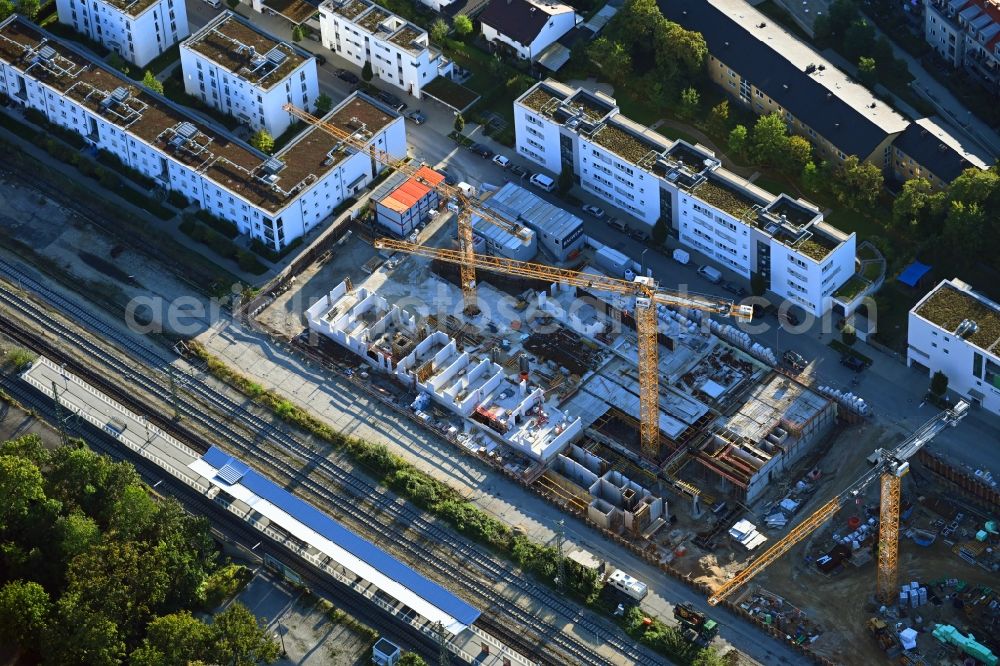 Aerial photograph München - Construction site for the new residential and commercial building Brennerpark on Distlhofweg corner Bauernbraeuweg in the district Sendling-Westpark in Munich in the state Bavaria, Germany