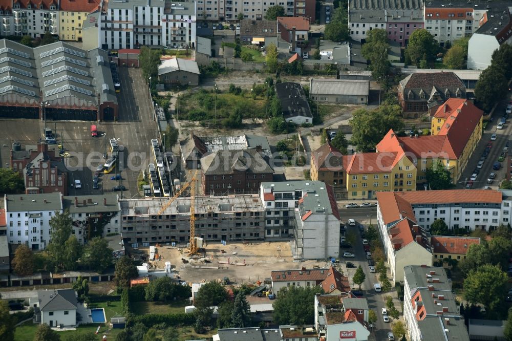 Berlin from above - Construction site for the new building of a housing area in the Dorotheenstrasse in Berlin