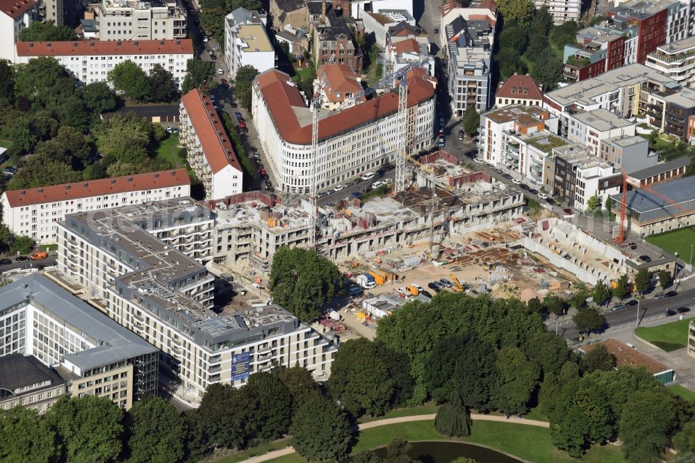 Aerial image Dresden - Construction site for the new building einer Wohnanlage in Dresden in the state Saxony