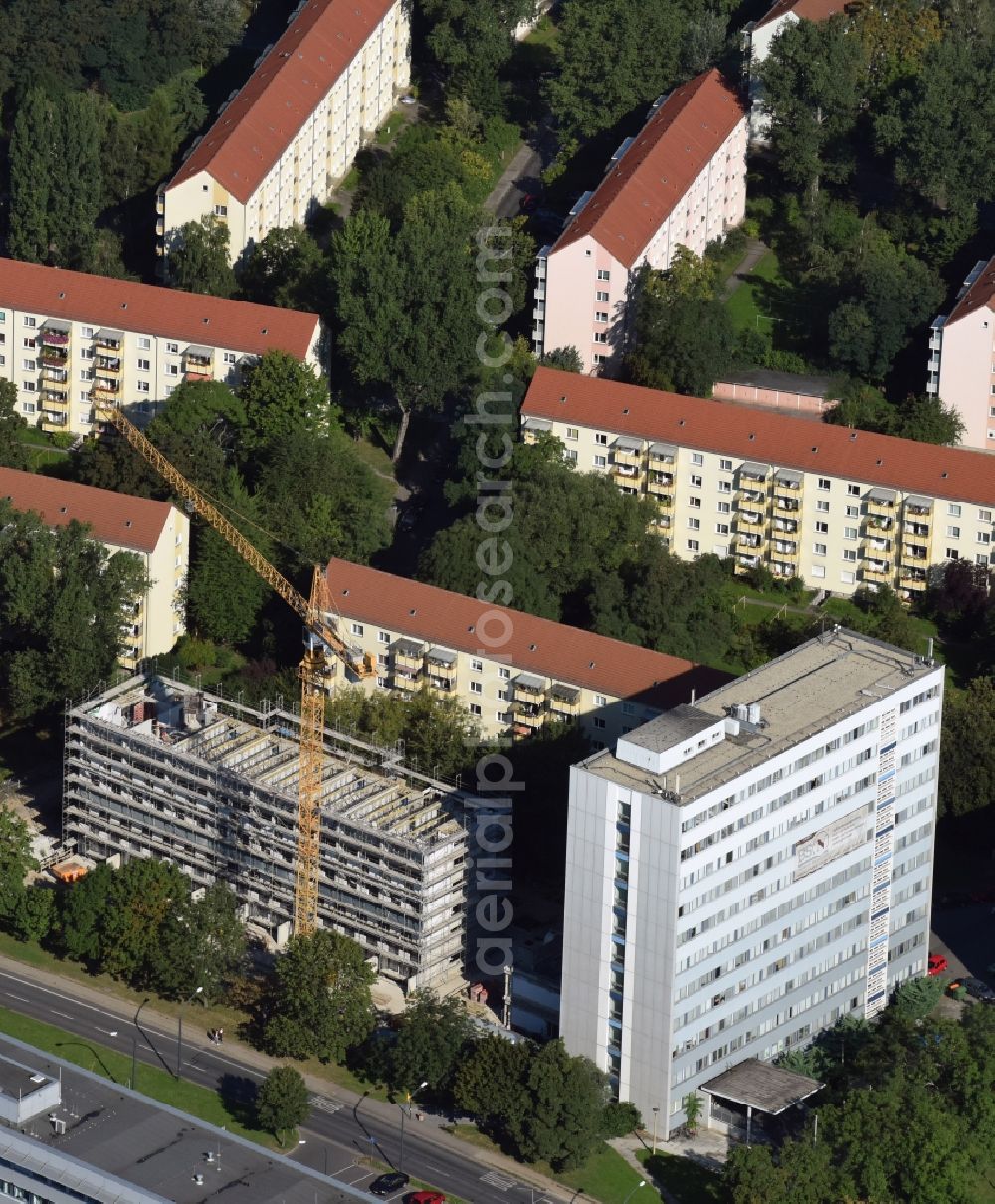 Dresden from above - Construction site for the new building of a housing area in Dresden in the state Saxony