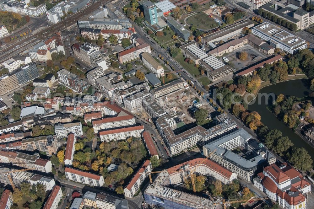 Aerial image Dresden - Construction site for the new building einer Wohnanlage in der Wilsdruffer Vorstadt in Dresden in the state Saxony