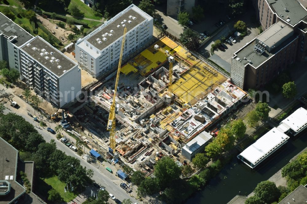 Aerial image Hamburg - Construction site for the new building einer Wohnanlage in Hamburg