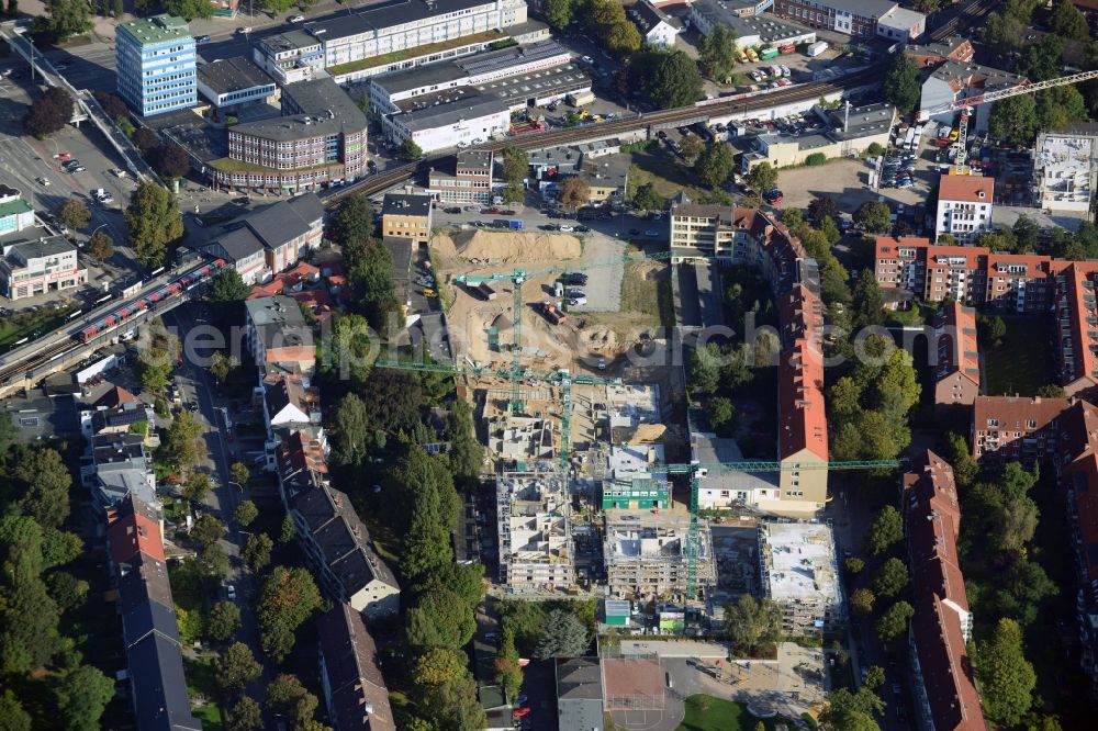 Aerial image Hamburg Bambek - New construction of residential complex Suedsiet Barmbek / Holsteinischer Kamp in Hamburg