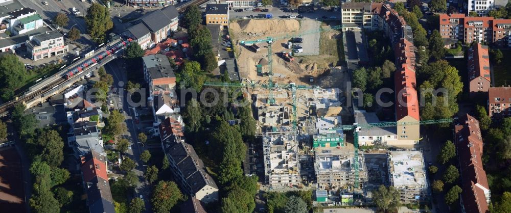 Aerial photograph Hamburg Bambek - New construction of residential complex Suedsiet Barmbek / Holsteinischer Kamp in Hamburg