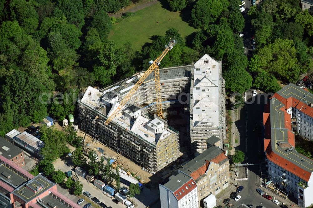 Aerial photograph Berlin - Construction site for the new building of a block of flats in the Rathausstrasse in Berlin, Germany