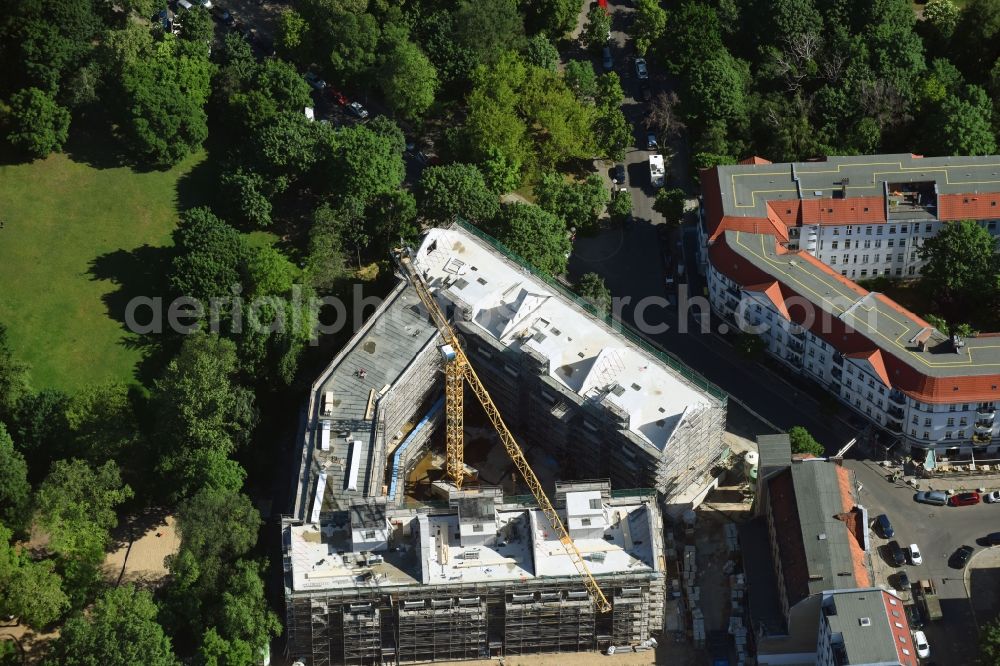 Aerial photograph Berlin - Construction site for the new building of a block of flats in the Rathausstrasse in Berlin, Germany