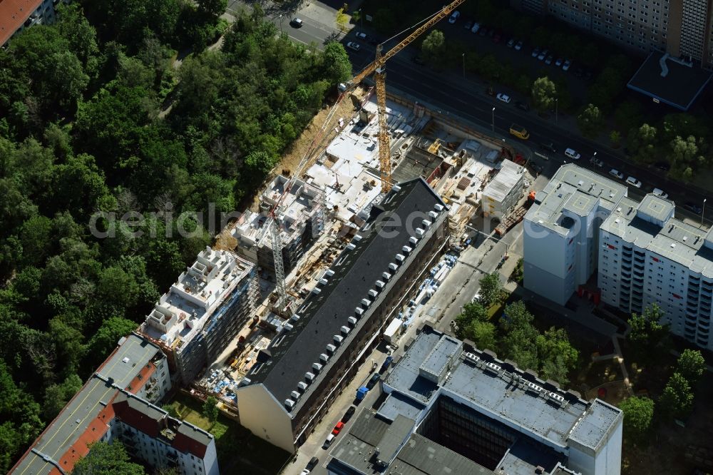 Berlin from above - Construction site for the new building of a block of flats in the Rathausstrasse in Berlin, Germany