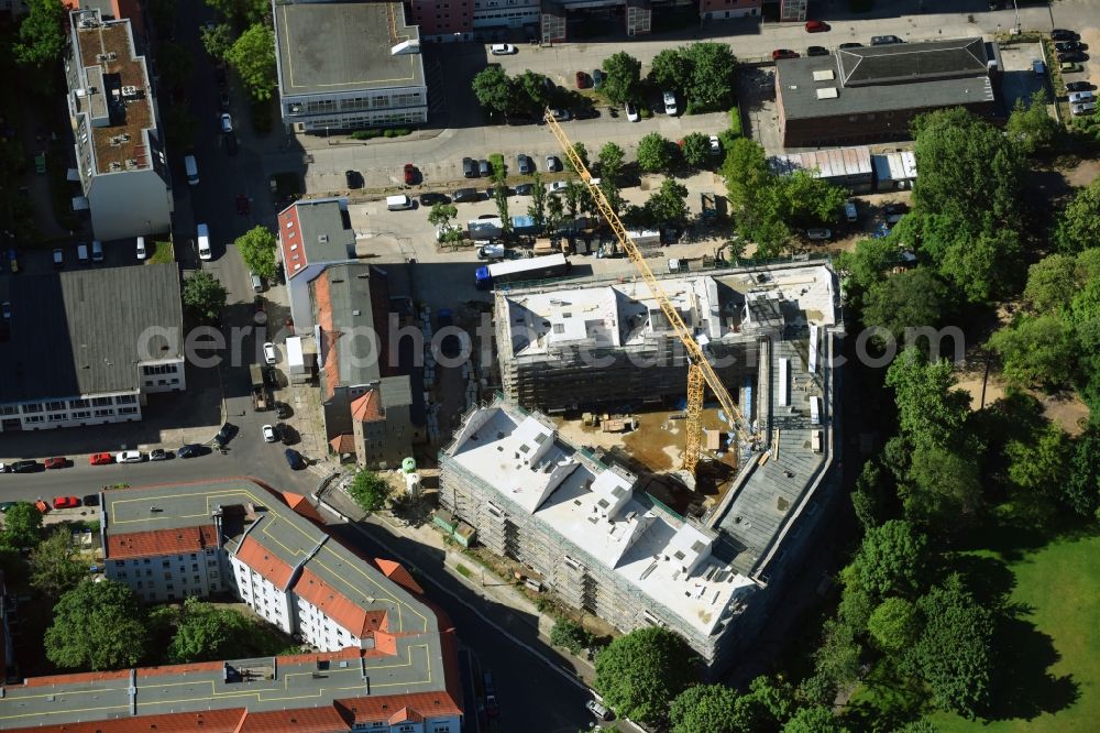 Berlin from the bird's eye view: Construction site for the new building of a block of flats in the Rathausstrasse in Berlin, Germany