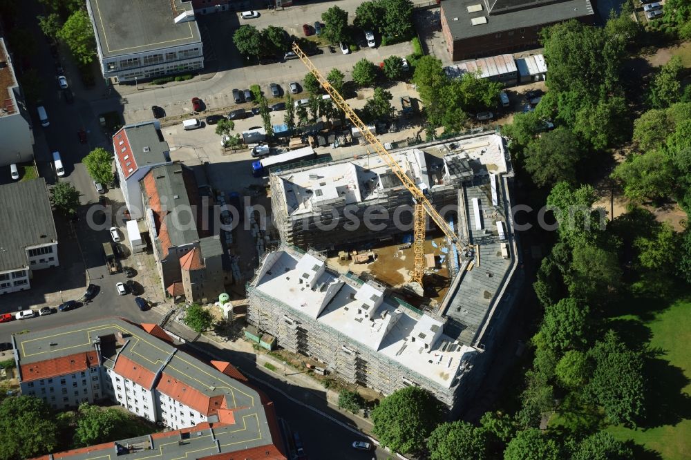 Aerial image Berlin - Construction site for the new building of a block of flats in the Rathausstrasse in Berlin, Germany