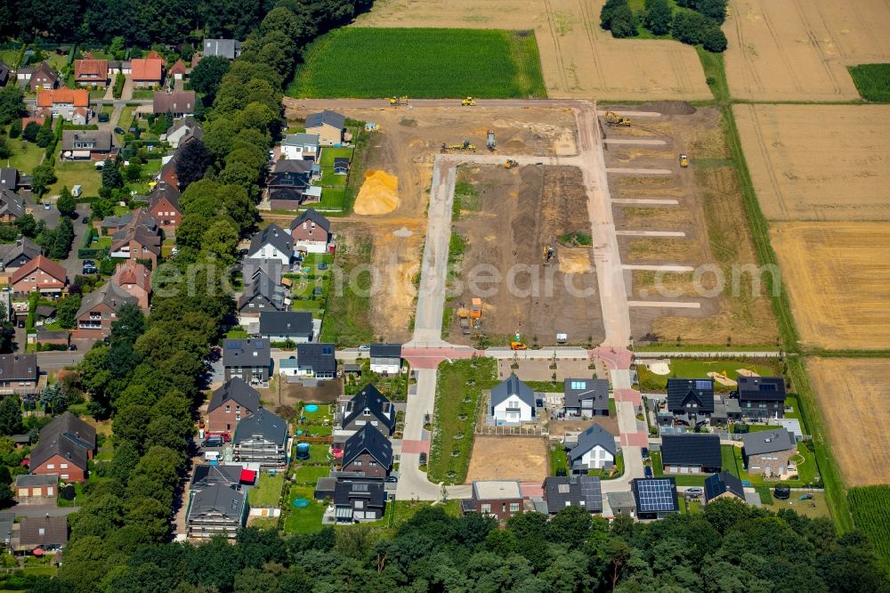 Aerial image Dorsten - Construction site for new construction residential area of detached housing estate On the Brey in Dorsten - Wulfen in North Rhine-Westphalia