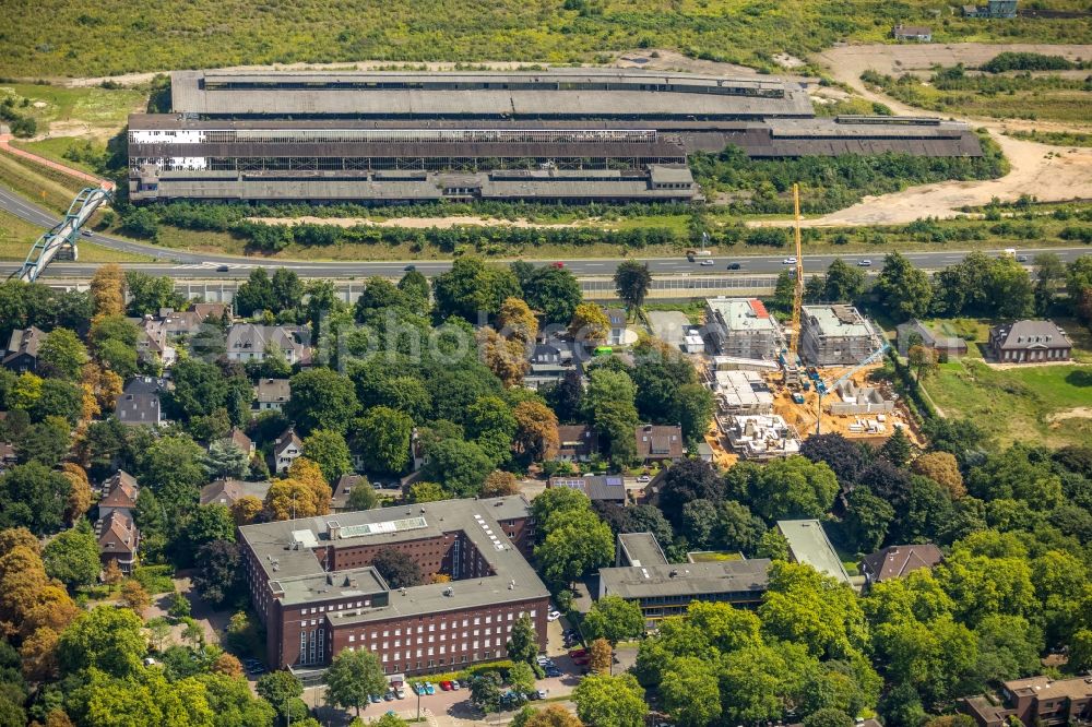 Aerial image Duisburg - Building sites to the new building residential area of a block of flats settlement Brockhoffstrasse in the Dellviertel in the A59 in the district of Dellviertel in Duisburg in the federal state North Rhine-Westphalia