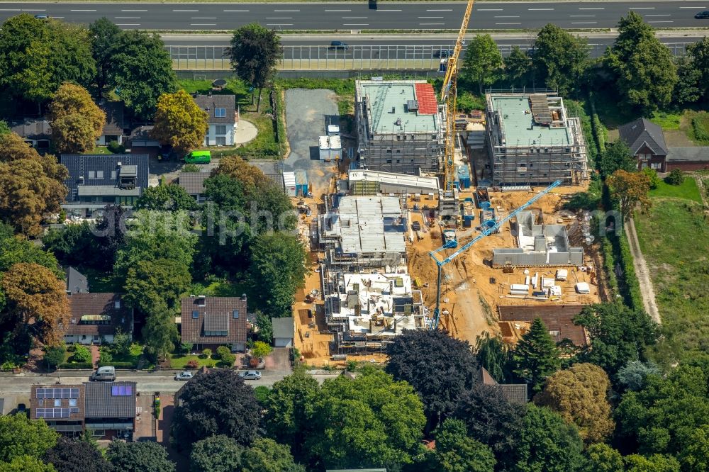 Aerial photograph Duisburg - Building sites to the new building residential area of a block of flats settlement Brockhoffstrasse in the Dellviertel in the A59 in the district of Dellviertel in Duisburg in the federal state North Rhine-Westphalia