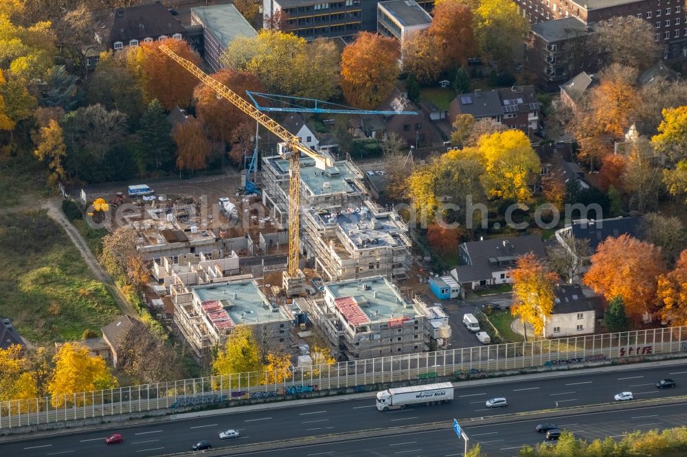 Duisburg from the bird's eye view: Building sites to the new building residential area of a block of flats settlement Brockhoffstrasse in the Dellviertel in the A59 in the district of Dellviertel in Duisburg in the federal state North Rhine-Westphalia