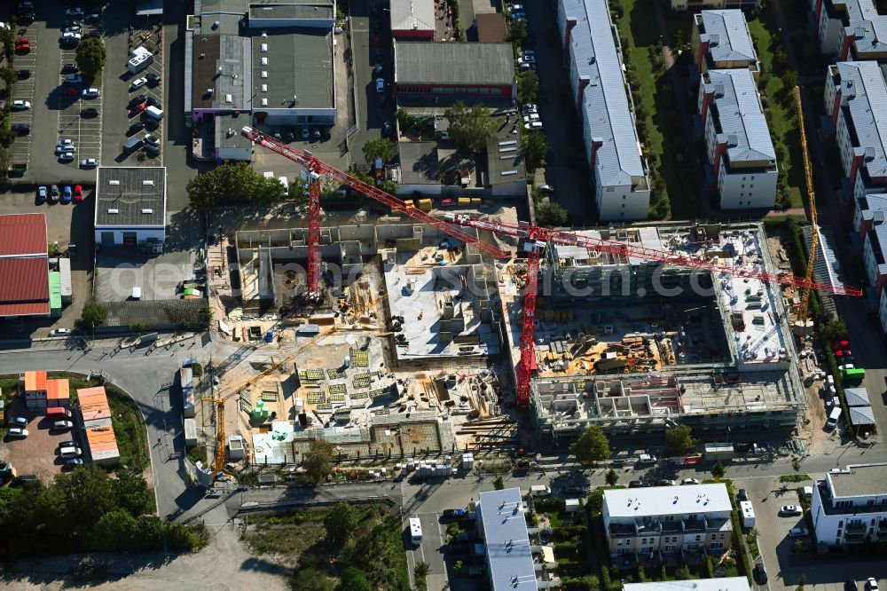 Nürnberg from the bird's eye view: Construction site for the multi-family residential building Kreulstrasse - Rollnerstrasse - Antalyastrasse in the district Maxfeld in Nuremberg in the state Bavaria, Germany