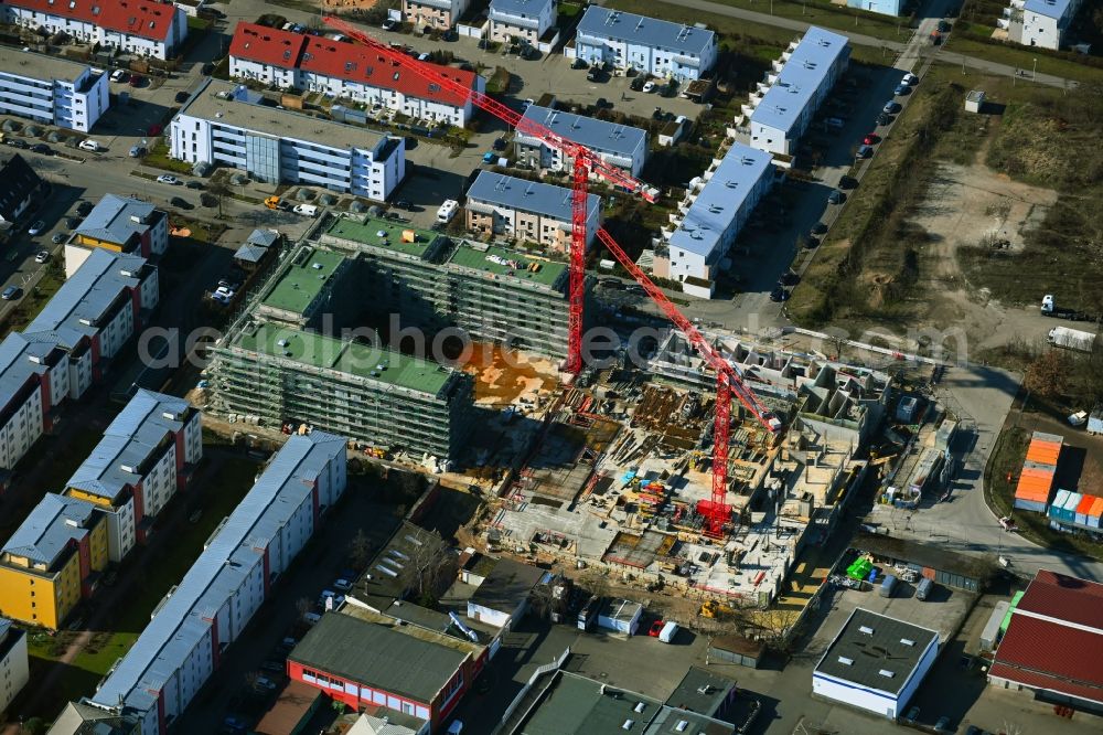 Nürnberg from the bird's eye view: Construction site for the multi-family residential building Kreulstrasse - Rollnerstrasse - Antalyastrasse in the district Maxfeld in Nuremberg in the state Bavaria, Germany