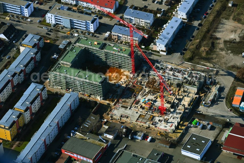 Nürnberg from the bird's eye view: Construction site for the multi-family residential building Kreulstrasse - Rollnerstrasse - Antalyastrasse in the district Maxfeld in Nuremberg in the state Bavaria, Germany