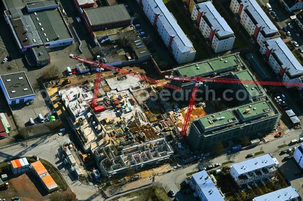 Aerial image Nürnberg - Construction site for the multi-family residential building Kreulstrasse - Rollnerstrasse - Antalyastrasse in the district Maxfeld in Nuremberg in the state Bavaria, Germany