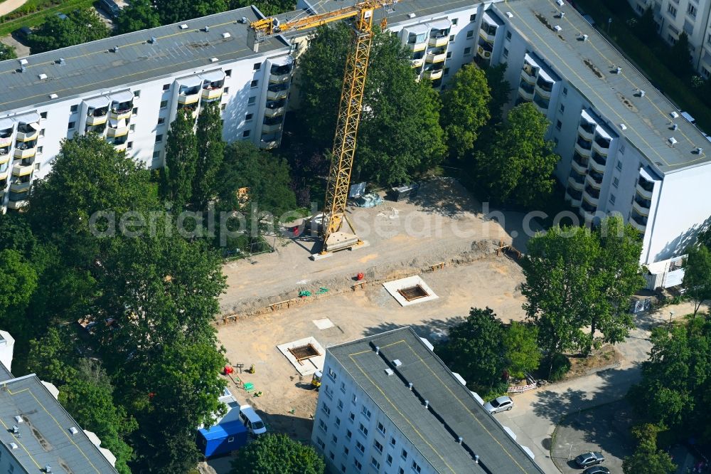 Aerial photograph Berlin - Construction site for the multi-family residential building on Atzpodienstrasse - Gotlindestrasse in the district Lichtenberg in Berlin, Germany