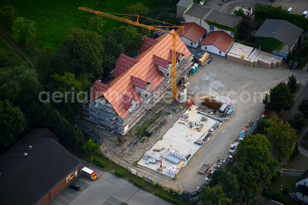 Aerial photograph Altlandsberg - Construction site for the multi-family residential building on Berliner Allee in Altlandsberg in the state Brandenburg, Germany