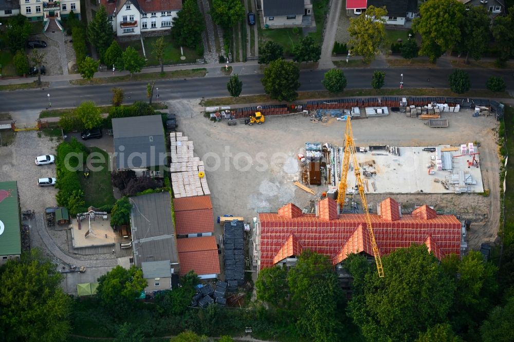 Aerial photograph Altlandsberg - Construction site for the multi-family residential building on Berliner Allee in Altlandsberg in the state Brandenburg, Germany