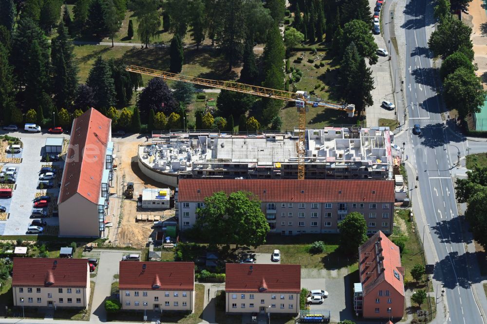 Aerial photograph Bernau - Construction site for the multi-family residential building on street Praetoriusstrasse in Bernau in the state Brandenburg, Germany