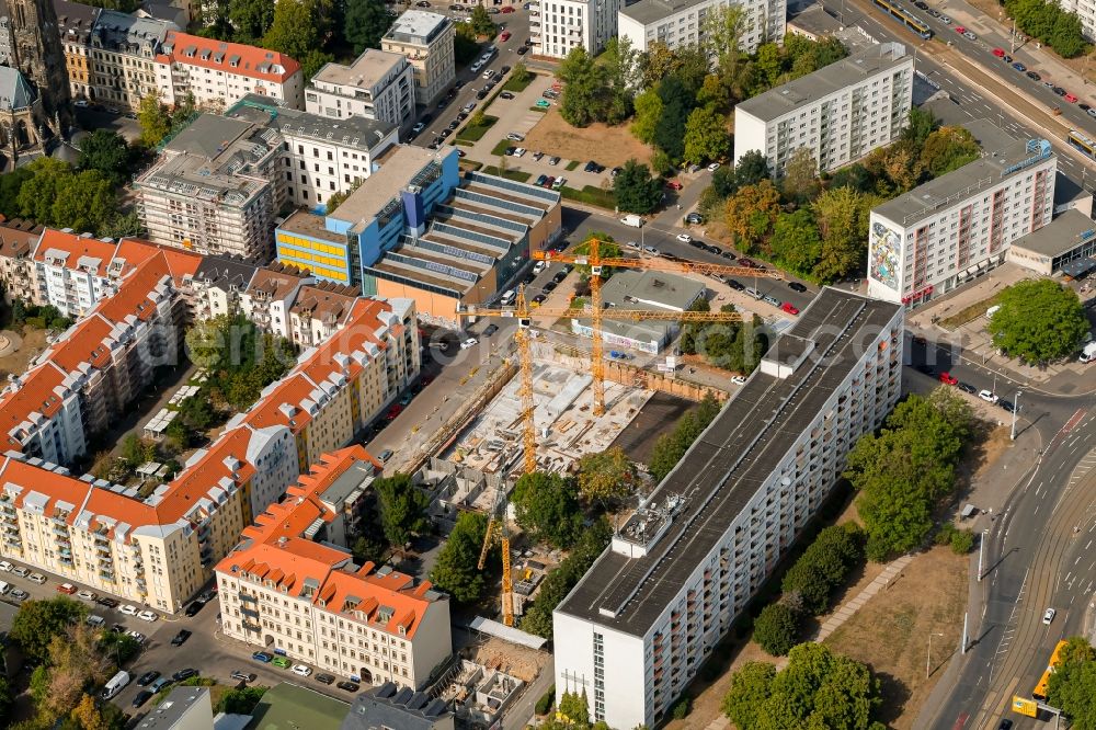 Aerial image Leipzig - Construction site for the multi-family residential building on Bernhard-Goering-Strasse in Leipzig in the state Saxony, Germany