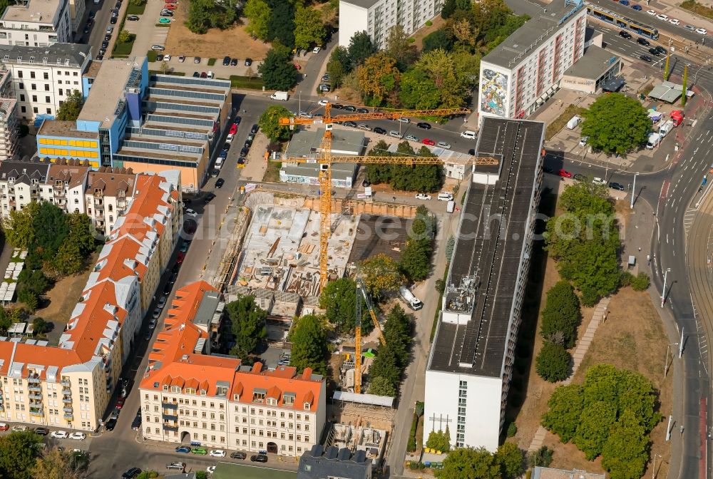 Aerial photograph Leipzig - Construction site for the multi-family residential building on Bernhard-Goering-Strasse in Leipzig in the state Saxony, Germany