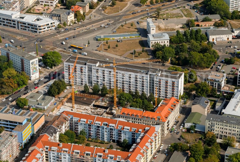 Aerial image Leipzig - Construction site for the multi-family residential building on Bernhard-Goering-Strasse in Leipzig in the state Saxony, Germany