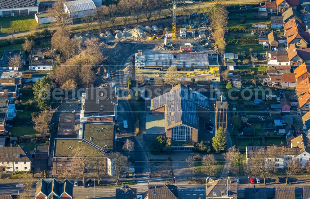 Aerial image Bottrop - Construction site for the multi-family residential building on street Eichenstrasse in Bottrop at Ruhrgebiet in the state North Rhine-Westphalia, Germany