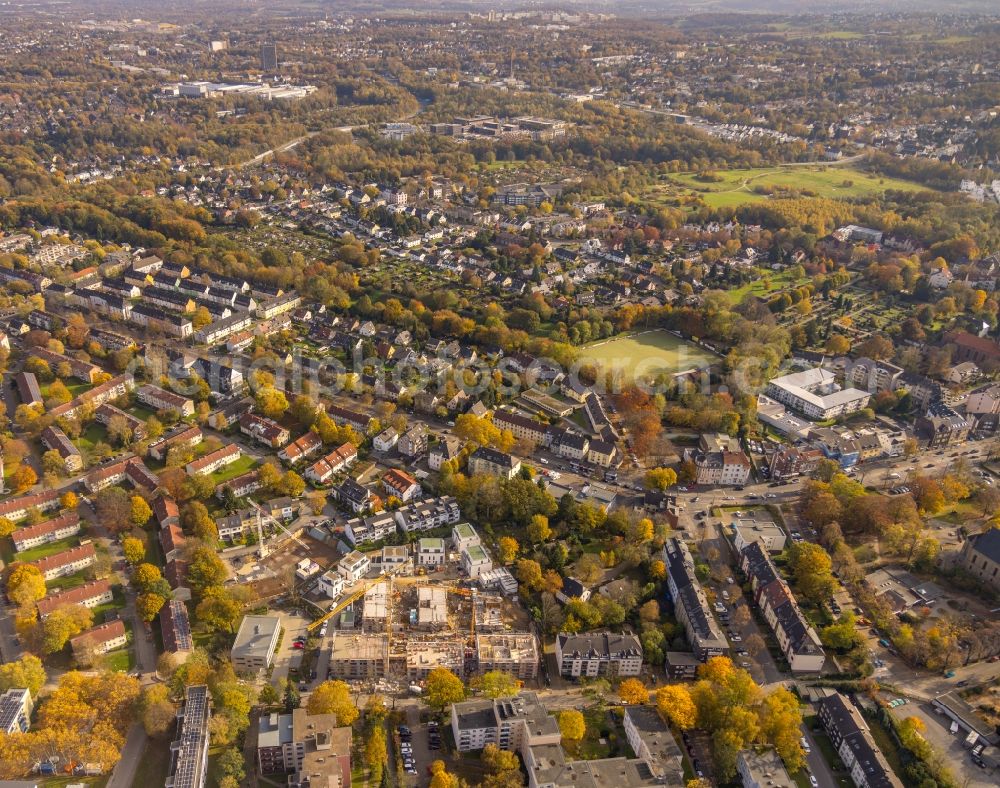 Bochum from the bird's eye view: Construction site for the multi-family residential building on Brantropstrasse in Bochum at Ruhrgebiet in the state North Rhine-Westphalia, Germany