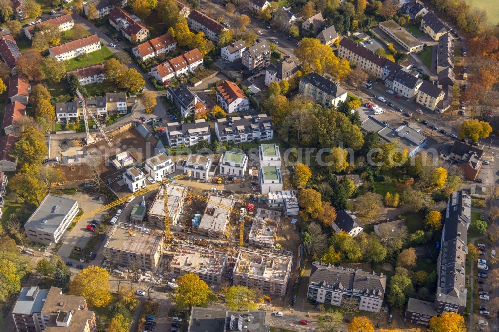 Aerial image Bochum - Construction site for the multi-family residential building on Brantropstrasse in Bochum at Ruhrgebiet in the state North Rhine-Westphalia, Germany