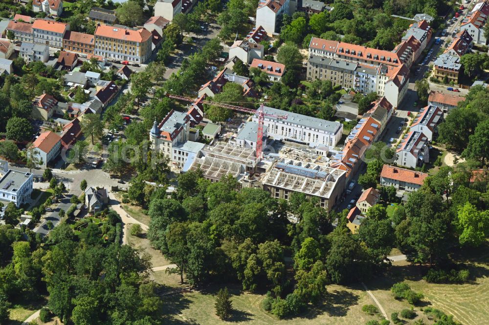 Aerial photograph Potsdam - Construction site for the multi-family residential building on the former Gelaende of Parkstudios in the district Babelsberg Nord in Potsdam in the state Brandenburg, Germany