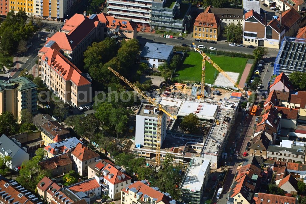 Aerial image Erlangen - Construction site for the multi-family residential building Fahrstrasse corner Suedliche Stadtmauerstrasse in Erlangen in the state Bavaria, Germany