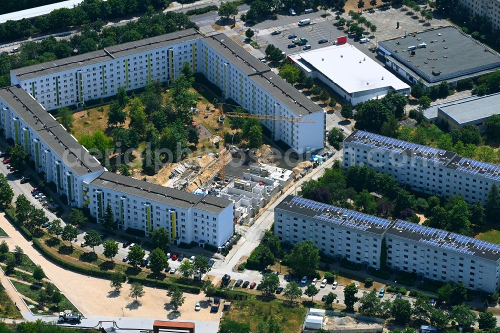 Aerial image Berlin - Construction site for the multi-family residential building on Feldberger Ring in the district Kaulsdorf in Berlin, Germany